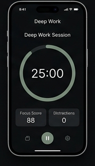 Flip to Focus — Session de Deep Work active